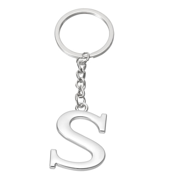 Cadena de llavero con letra inicial Uxcell Letra S Colgante de llavero Decoración para bolso mochila Plata