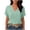 Green, variant on Womens Crinkle Gauze Blouse Rolled Short Sleeve V Neck Casual Loose Fitted Solid Color Summer Tunic Tops