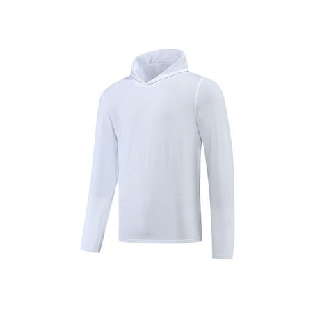 NaWent Clearance Men s Sun Hoodie Long Sleeve UPF 50+ UV Protection Fishing Shirt Lightweight Quick Dry Athletic White 12(XXL)