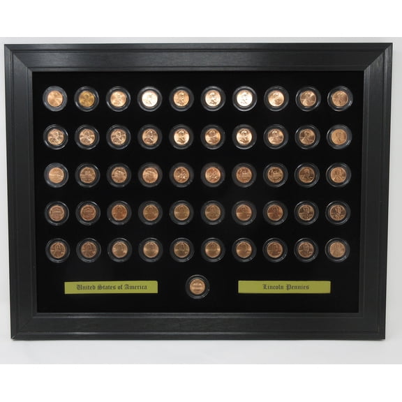 Lincoln Penny Coins (Not Included) Wall Display Picture Frame Holds 51 Coins Made in the USA