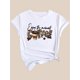 thumbnail image 3 of Camiseta informal de moda para mujer con estampado de leopardo y té con leche de castañas - Cuello redondo, manga corta, algodón, lavable a máquina, ideal para primavera y verano | Camiseta de cuello, 3 of 7