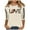 Beige, variant on Women's Casual Rugby Letter Print T-Shirt Three Quarter Sleeve Round Neck Ladies Top Soft Comfortable Stylish Tee