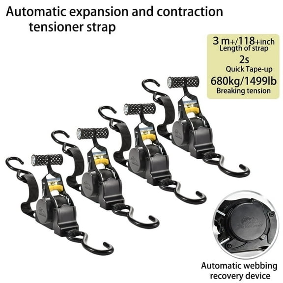 Automatic Expansion & Contraction Tensioner Strap – Adjustable Elastic Tie-Down Strap for Cargo, Luggage, and Outdoor Use