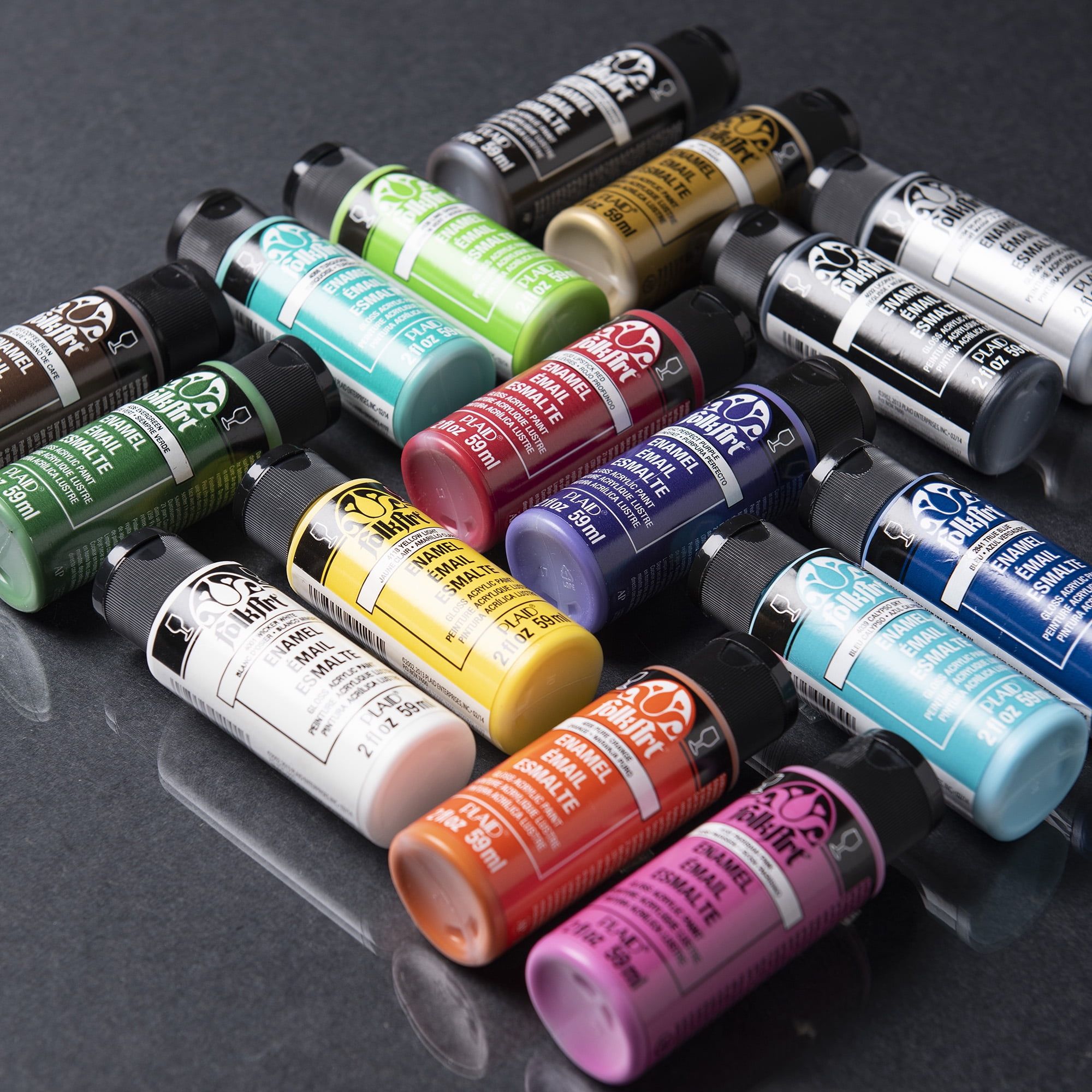 FolkArt Enamel Glass Acrylic Craft Paint Set, Gloss Finish, Multicolor, Set of 16, 2 fl oz