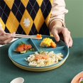 thumbnail image 2 of Assiette Compartimentée en 3 Régimes Réutilisable Ronde Assiette de Dîner Vaisselle de Cuisine Assiettes à Portions pour Adultes 3 Compartiments Micro-Ondes Bleu Foncé, 2 of 4