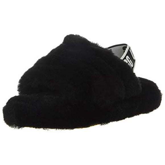 Uni -Child Fluff Yeah Slide Slipper, Black, 4-5 Infant US