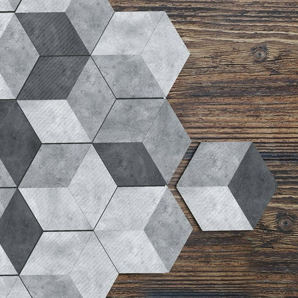BRIGHTFUFU 10Pack Self-Adhesive Floor Tiles Hexagonal PVC for Bathroom Floors