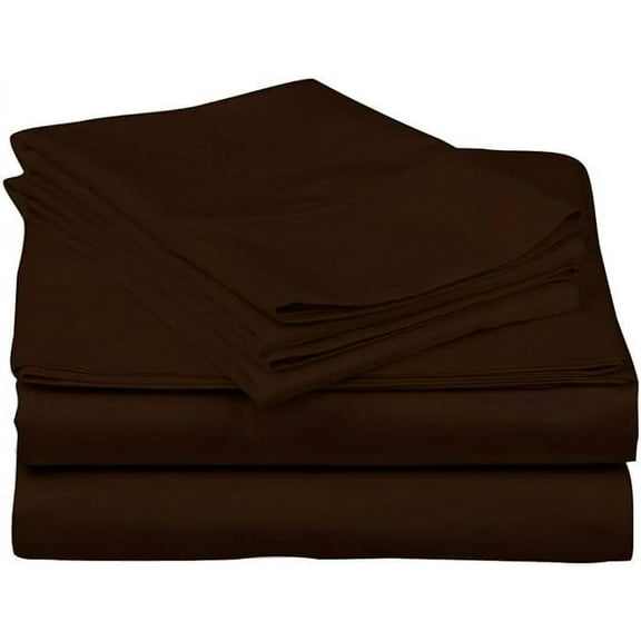 DNG Creations 4 Piece Waterbed Sheet Set Attached with Fitted Sheet 8 Inch Deep Pocket 100% Egyptian Cotton, 800 Threads Count ( Solid Chocolate - Super Single )