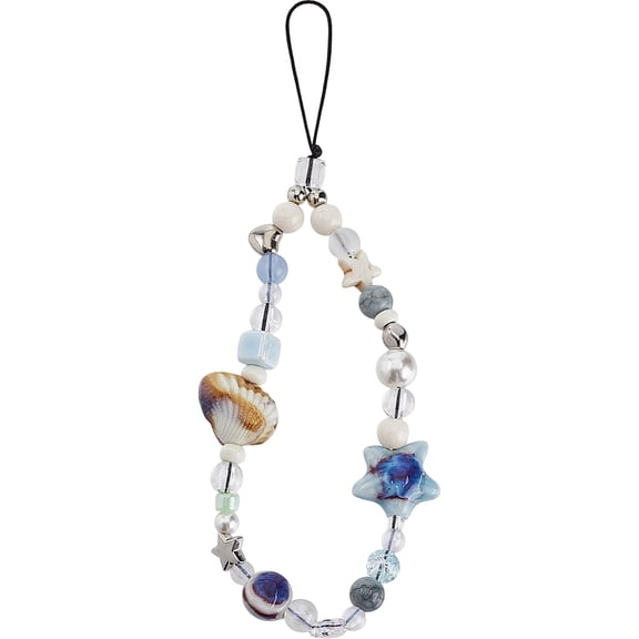 Beaded Phone Charm Wrist Strap Ocean Style Resin Acrylic Shell Starfish Bead Star Heart Phone Short Lanyard Bag Pendants Jewelry Accessories