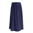 thumbnail image 4 of cocolona Skirts for Women Summer Casual Loose Elastic Waist Long Skirts Beach Vacation Pleated Flowy Skirts with Pockets Navy S, 4 of 6