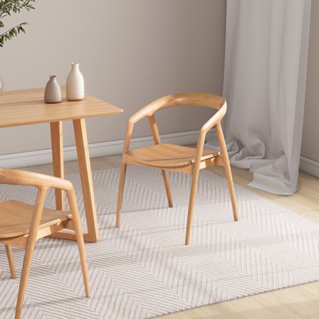 Jennifer Taylor Home Simeon 21" Scandinavian Sculpted Oak Wood Dining Chair, Warm Natural Brown Oak Wood