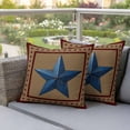 thumbnail image 4 of Flag Day Pillow Covers 2 Pack Retro Blue Star Red Brown Stars Border Pillowcase Waterproof Outdoor Throw Pillow Cover for Patio Garden Square Cushion 24”x24”, 4 of 9
