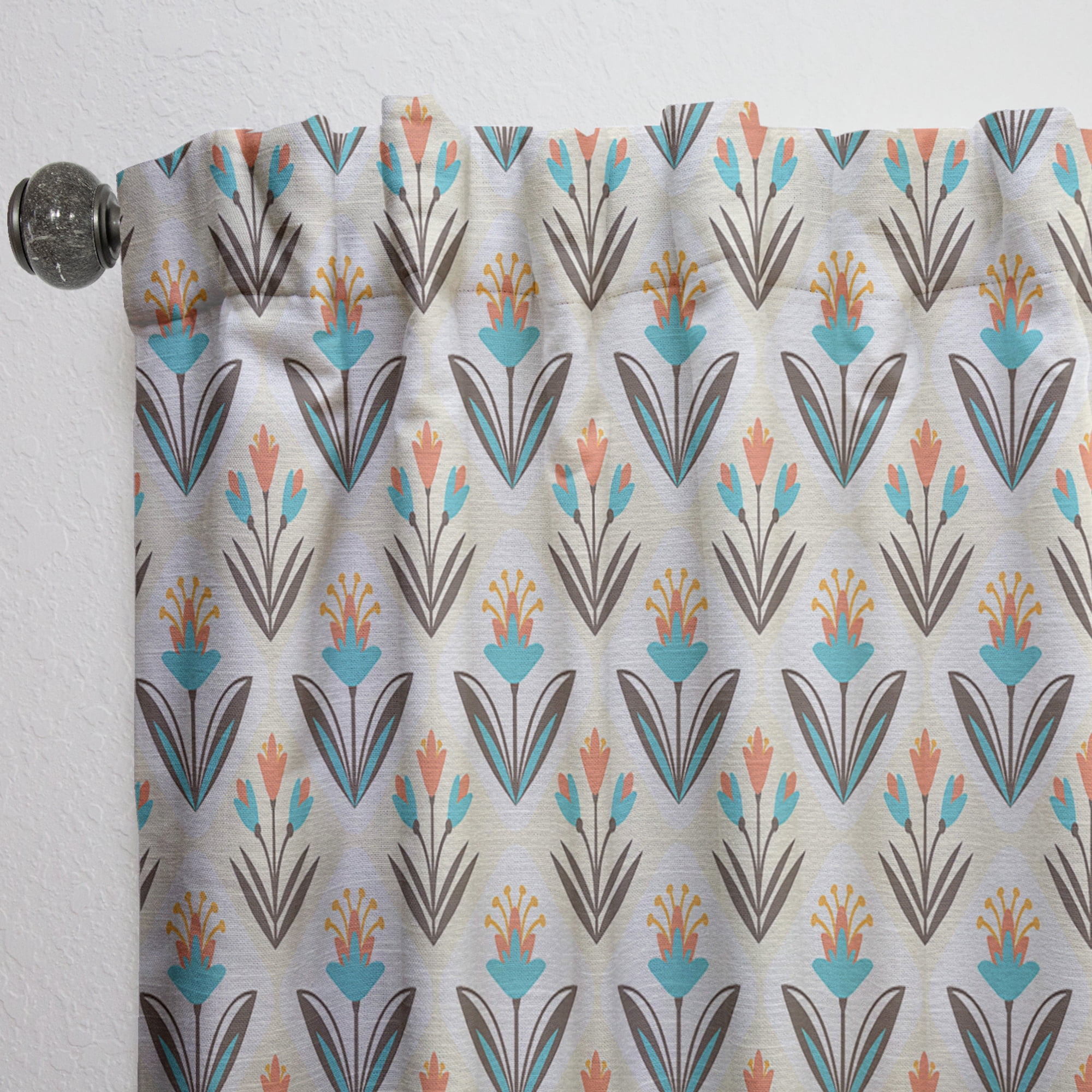 Designart 'Floral Ornament With Pattern' Mid-Century Modern Curtain Panel