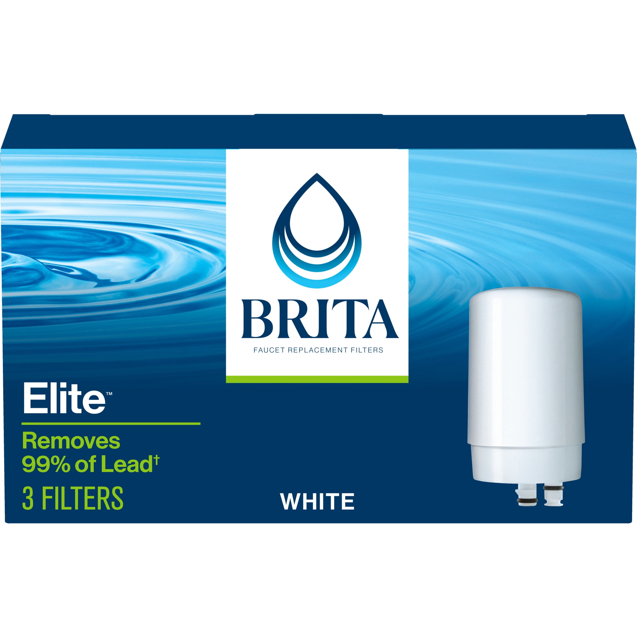 (2 pack) Brita Elite White Replacement Water Filter, Compatible with Brita Faucet Water Filter Systems (3 Pack), Reduces Lead