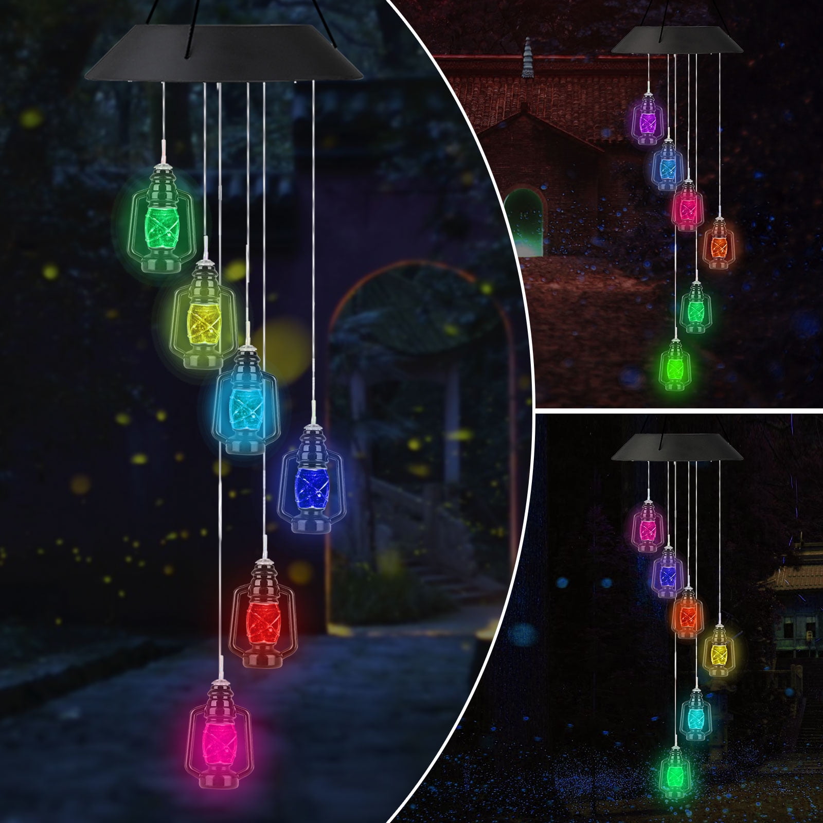 Wind Chime, Solar Lights Chimes, Waterproof Color Changing LED Solar ...