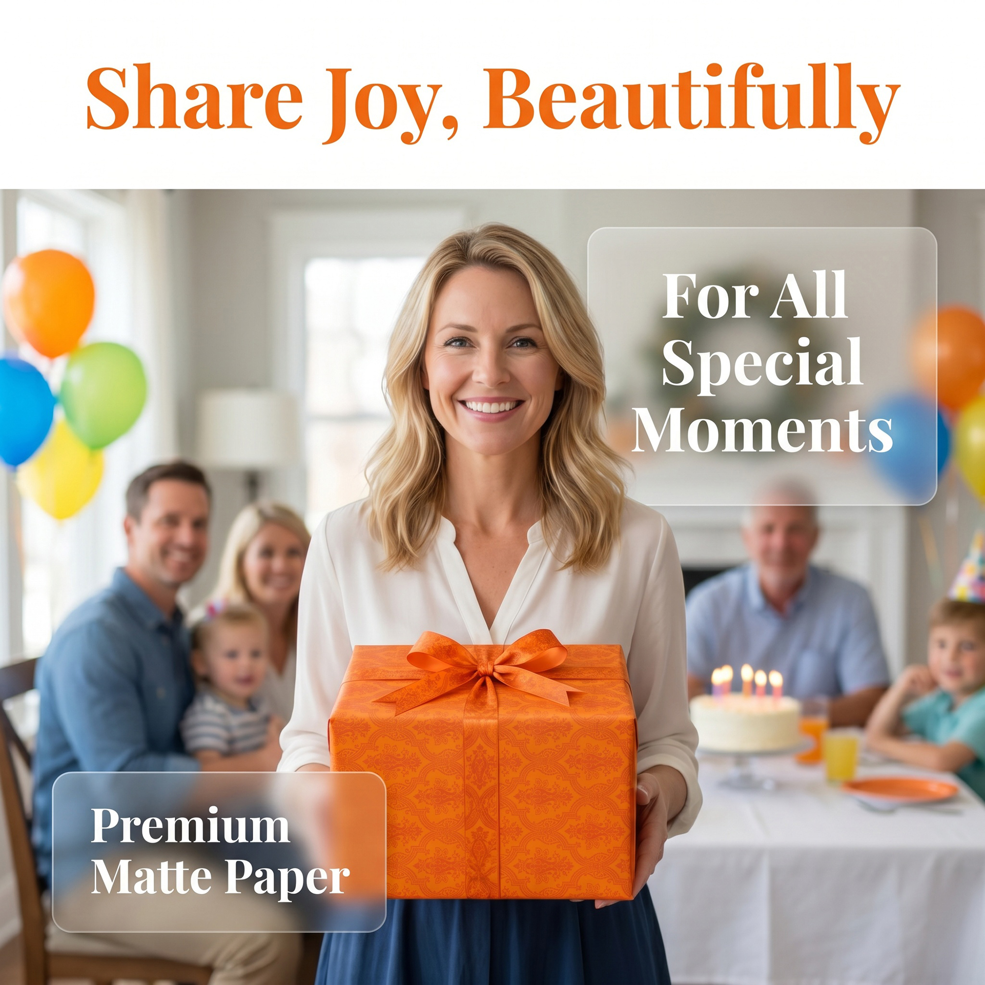 Unique Bargains Wrapping Paper Matte for Elegant Gift Wrap Presentation Orange 39.4"x27.6"