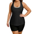 thumbnail image 3 of Zpzdpjkx Women's 3-Piece Tankini Swimsuit 2026 Fashion Cutout Modest Bathing Suits Workout Tank Tops with Boyshorts Black ① 2XL, 3 of 6