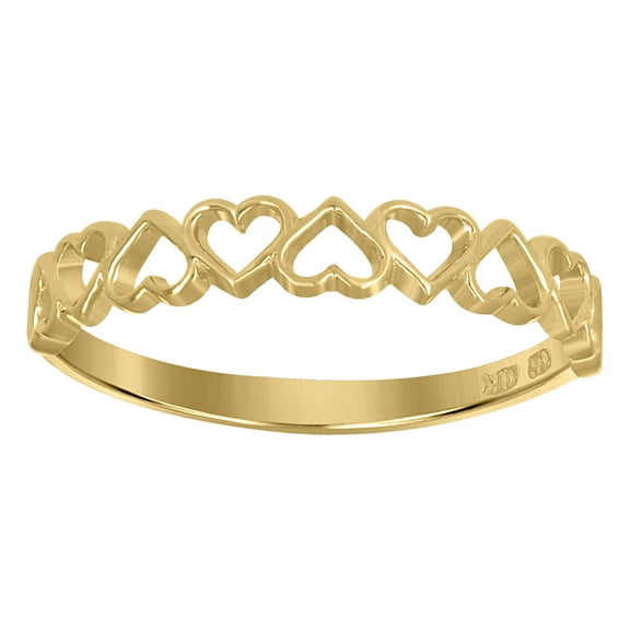 10k Yellow Gold Womens Heart Band Ring