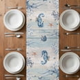 thumbnail image 6 of Blue Coastal Table Runner - 60 Inch Long, Kitchen Dining Table Runner Dresser Scarves, Sea Turtle Octopus Coral Beach Nautical Farmhouse Decor for Coffee Tables Wedding Party Banquet, 6 of 8