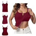 thumbnail image 3 of AherBiu Womens Tank Tops with Built in Bra Stretch Keyhole Square Neck Basic Layer Top Tees Shirt Camisole Pajamas Tanks, 3 of 5