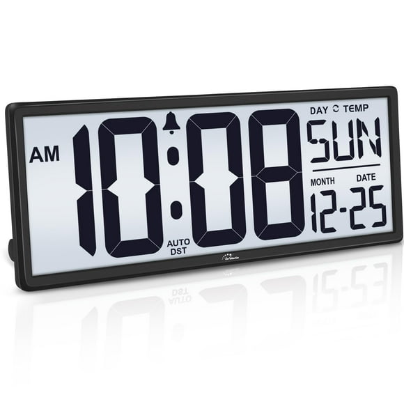 Reloj de pared digital WallLarge retroiluminado con temperatura de 14.5 pulgadas