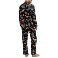 thumbnail image 4 of Xixirimido Dinosaur Christmas Tree Gift Print Mens Ultra Soft Pajama Set, Stretch Long Sleeve Lounge Pjs Button-Down Lightweight & Cozy Sleepwear with Pockets, Medium, 4 of 4