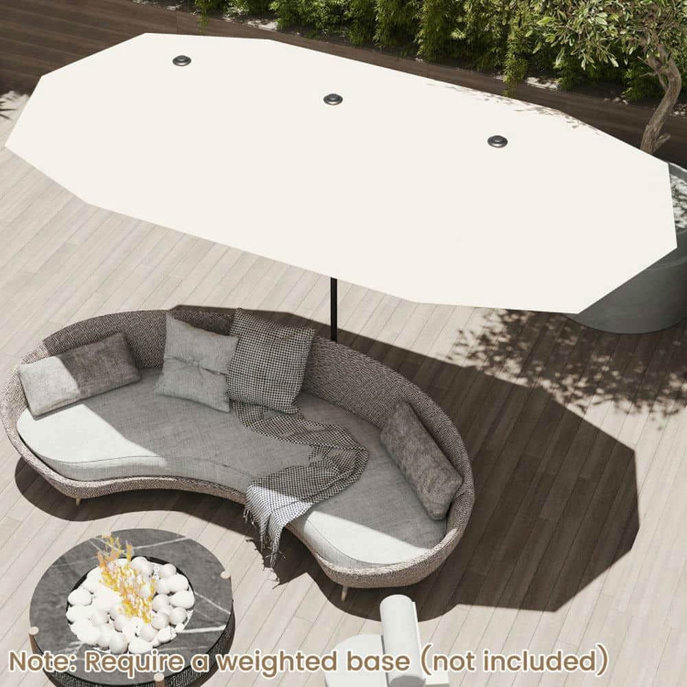 Yardi Yarda 13 Feet Large Patio Umbrella, Double-Sided Table Market Umbrella with Crank Handle for Outdoor, Beige