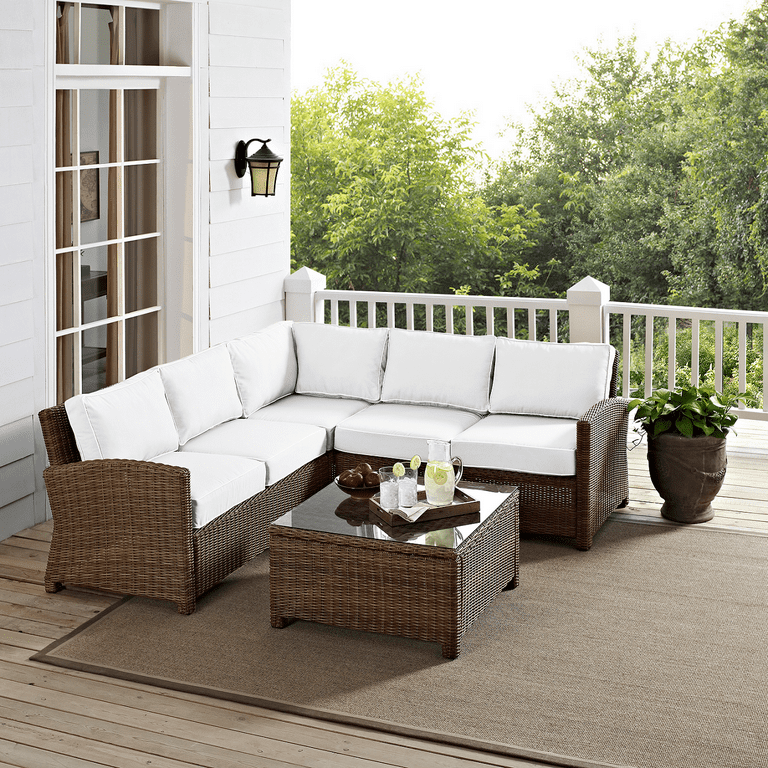 Crosley Furniture Bradenton 4PC Wicker Rattan Outdoor Sectional