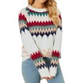 thumbnail image 1 of Navidad suéter cuello redondo cómodo mujeres manga larga suéter para la escuela vacaciones citas compras beige M, 1 of 6