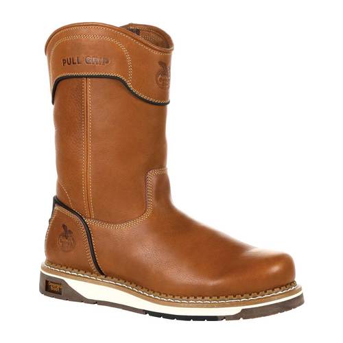 wedge pull on work boots