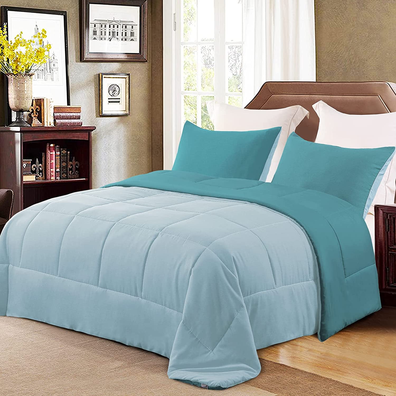 teal down comforter
