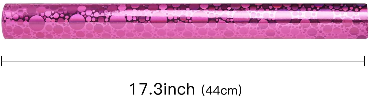 Pink Holographic Wrapping Paper Roll, Shiny Polka Dot Metallic Foil for Birthday, Valentines, Mothers Day, Wedding, Bridal Shower, Graduation, Christmas, Mini Roll 17 in x 32.8 ft