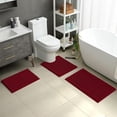 thumbnail image 2 of 3 Pieces Bathroom Rugs, Ultra Soft Non Slip Absorbent Chenille Toilet Bath Mat Set (Burgundy), 2 of 6