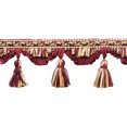 thumbnail image 1 of 4" (10cm) long Large Fancy Ribbon Tassel Fringe Trim with Scallop design (Style# RTF0400), Gold Blood Red Multicolor #8301 (Dark Red, Beige Gold, White Gold) 5 Yards (15 ft/4.5m), 1 of 1