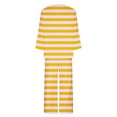 thumbnail image 4 of Kaemgyyd 2 Piece Pajama Set for Women Stripe Crew Neck Sleepshirt Wide Leg Pants Soft Lounge Pjs Set Sleepwear for Women, 4 of 5