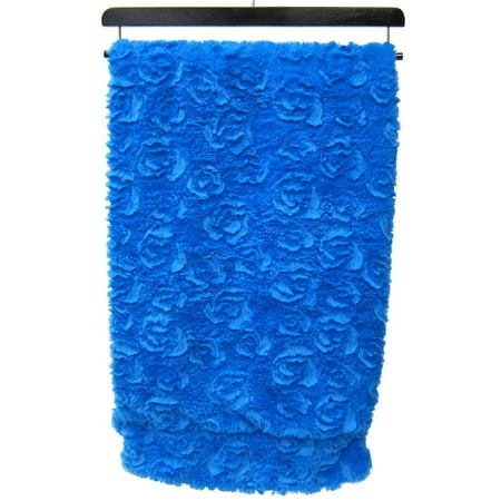 Rose Faux Fur Mink Reversible Throw Blanket, Olympian Blue ...