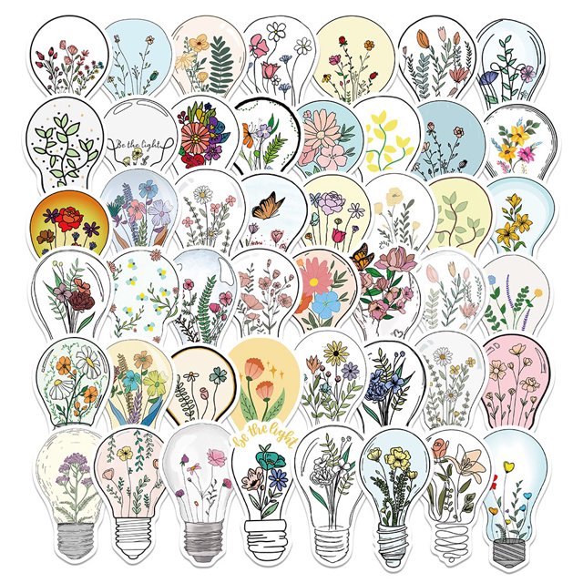 Pegatinas Lightbulb World, 50 unidades, dibujos animados creativos, impermeables