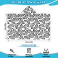 thumbnail image 2 of White Butterfly Black Pattern Hooded Bath Towel，50"x30" for Ages 3 To 12 Kids, Quick Dry Lightweight Soft Microfiber Hood Beach Towel Cover Up for Kids, 2 of 7