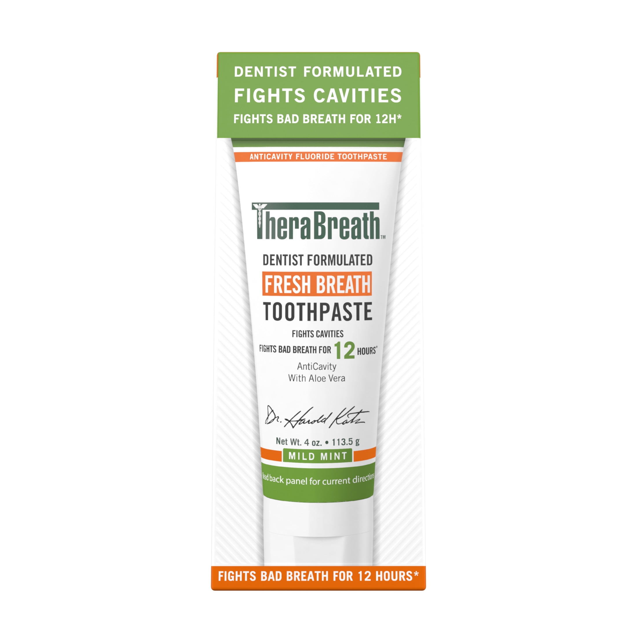 (2 pack) TheraBreath Fresh Breath Fluoride Free Toothpaste, Dentist Formulated, Mild Mint, 4 oz, 2 pack