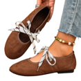 thumbnail image 6 of Bow Tie Flat Dress Shoes, Lace Up Ballet Flats for Women Mary Jane Shoes | Round Toe, Faux Suede, Slip On, Low Heel, Soft Insole, Arch Support, All Day Comfort, Daily Walking, Casual Ballerina Shoes, 6 of 8