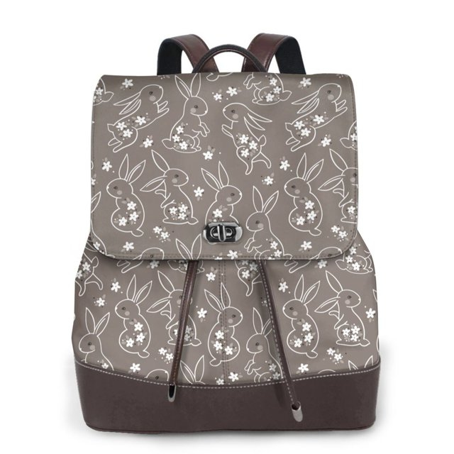 Easygdp Retro Bunny Mochila de Cuero para Mujeres, Bolso de Hombro, Bolsos de Mano de Moda para Trabajo y Viajes