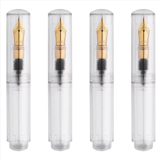 4X Mini Pluma Estilográfica con Cuentagotas de Bolsillo, Bolígrafo de Tinta para Escribir, Bolígrafo de Tinta con Punta F, Mini Bolígrafo Portátil de Bolsillo Transparente