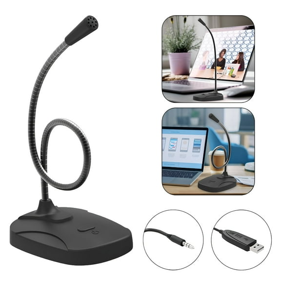 GJX 3.5mm Jack Microphone, Computer PC Microphone with Mute Button for Streaming, Podcasting, and Vocal Recording; Gaming Mic for Laptop