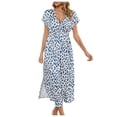 thumbnail image 1 of Birdeem Robe d'Été Bohème pour Femme à Col en V, Dos Ouvert, avec Liens, Décontractée, à Imprimé, 1 of 9