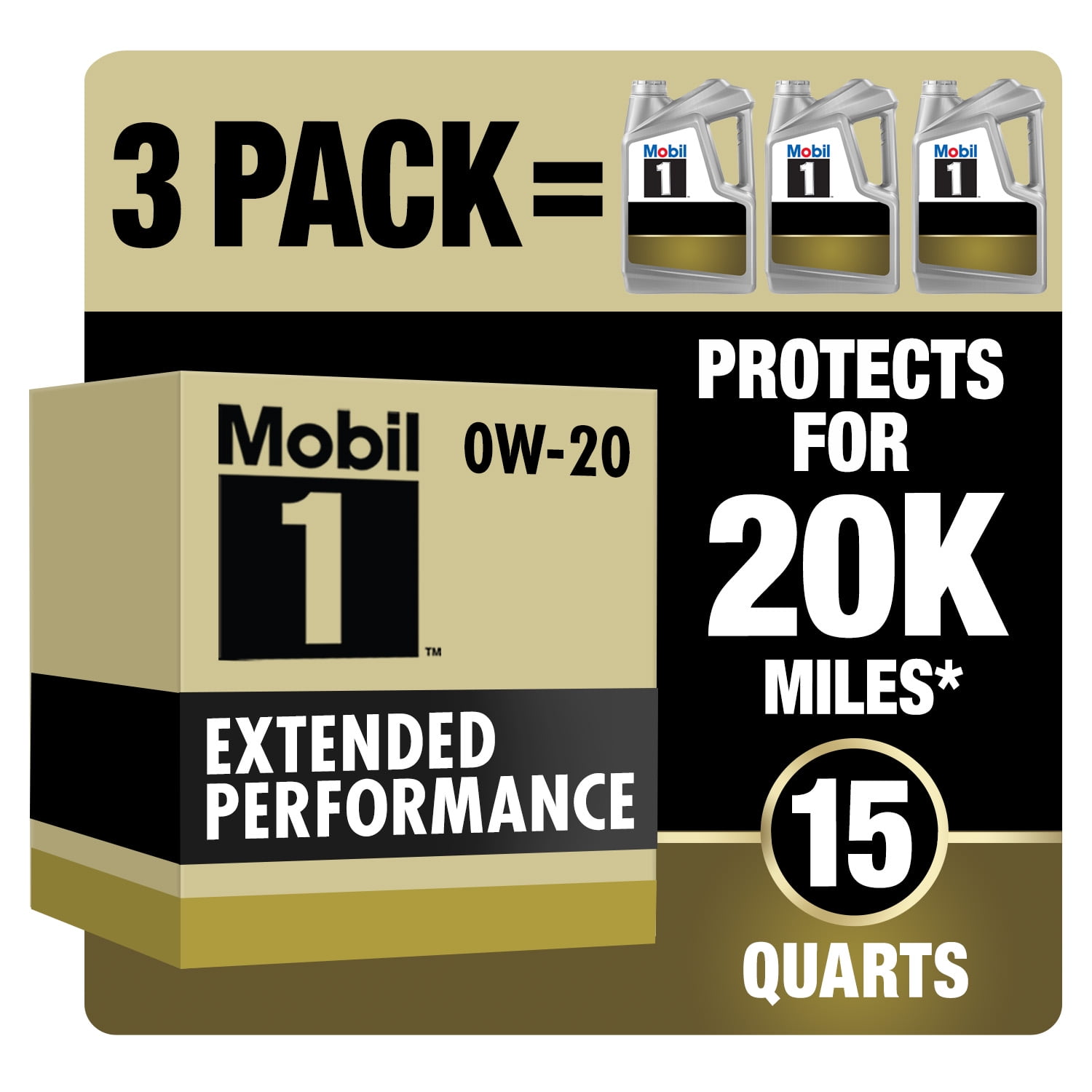 Mobil 1 Extended Performance Full Synthetic Motor Oil 0W-20, 5 qt (3