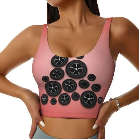 Adobk Happy New Year3 Print Sports Bras for Women Longline Workout Crop Tank Tops Padded with Built in Shelf Padded Sports Bra-XX-Large