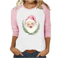 thumbnail image 2 of Mifsaly Funny Christmas Shirts Cute Print 3/4 Sleeve Crewneck Xmas T-Shirt Thanksgiving Festival Loose Pullover Tops Watching Movies Blouse 2025 Holiday Outfits, 2 of 4