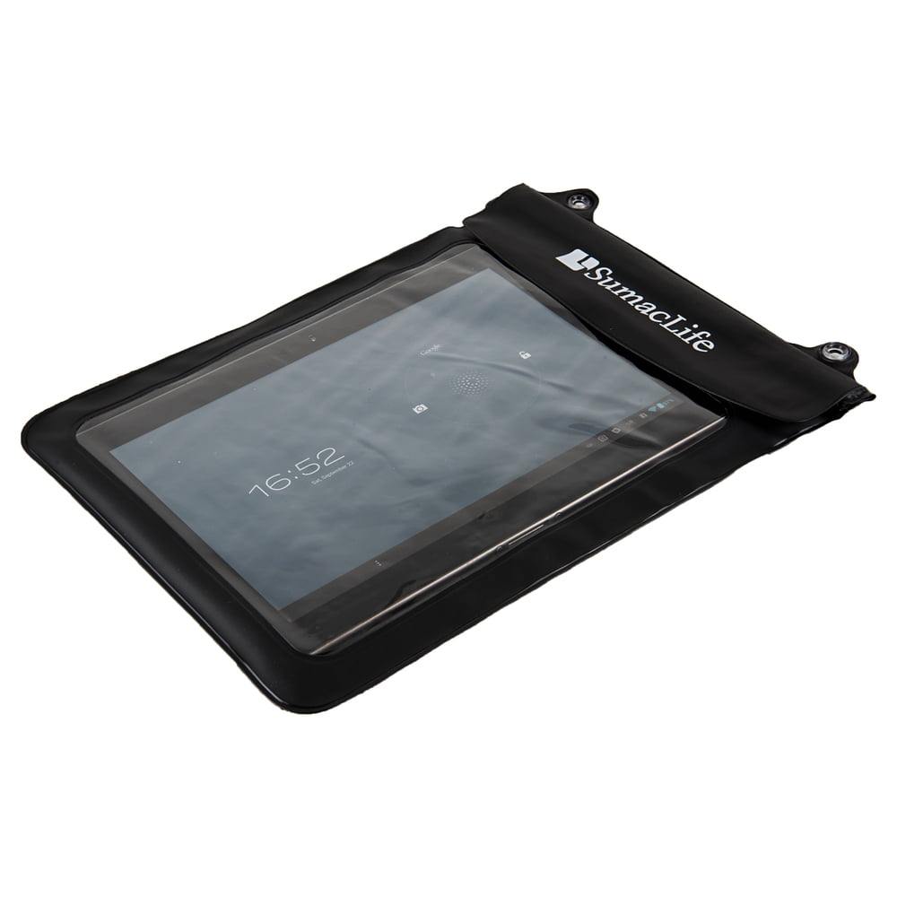 Waterproof Case Tablet Dry Pouch (Black) w/ Neck Lanyard - Compatible w/ iPad Pro 12.9/11/9.7 Samsung Galaxy Tab S4/Book Microsoft Surface Go, Tablets up to 12.9” Great for Swim Pool Beach Bath Travel