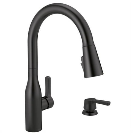 Delta Marca Single-Handle Pull-Down Sprayer Kitchen Faucet with ShieldSpray Technology in Matte Black