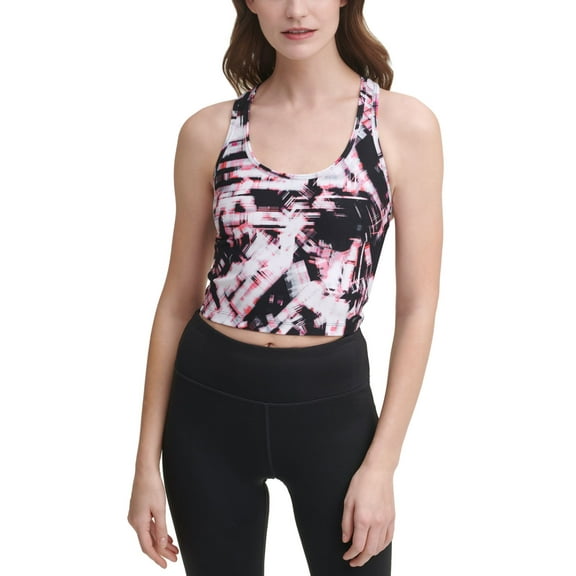 Calvin Klein Womens Performance Printed Racerback Cropped Tank Top